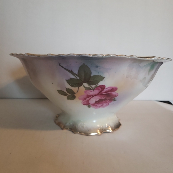 Silesien Germany Large Bowl with Roses - Picture 3 of 9